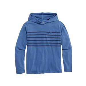 Vineyard Vines Boys Moonshine Blue Garment Dye Stripe Hoodie Shirt Size 7 NWT